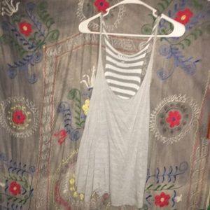 Grey/white striped tank top
